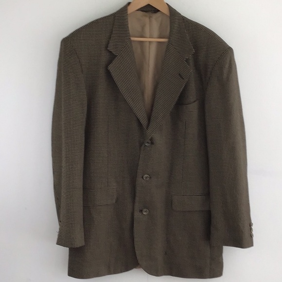 J. Riggings 3 Button Brown Houndstooth Blazer Sport Coat Jacket Mens Size 42 L - Picture 1 of 10
